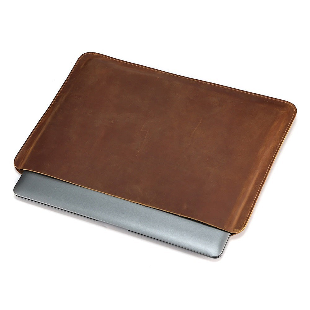 Crazy Horse Leather Laptop Sleeve - Brown