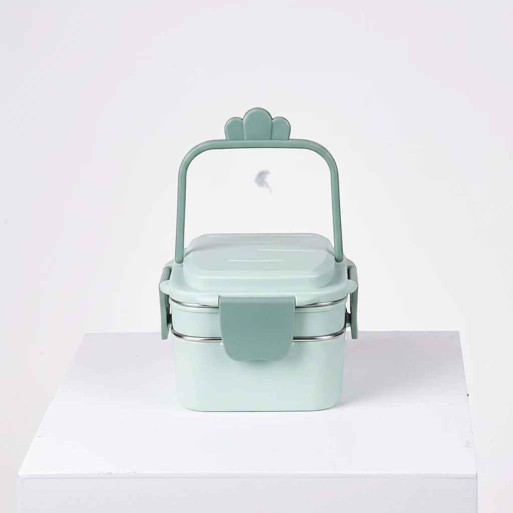 SchoolKit termiczny lunch box w kształcie rzodkiewki w kolorze zielonym z praktycznym uchwytem i komorami