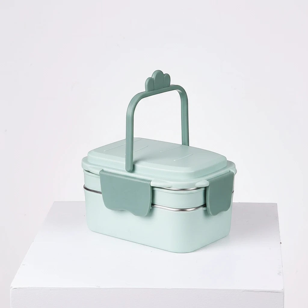 SchoolKit zielony termiczny lunch box w kształcie rzodkiewki z uchwytem, idealny do szkoły dla dzieci